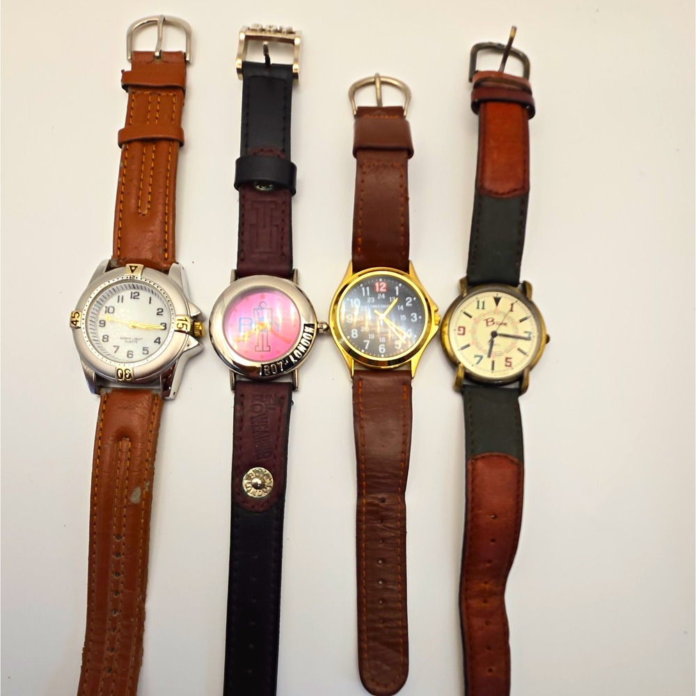Lot of 4 Assorted Quartz Watches. BUM, Boy London, Times Square. New Batteries.